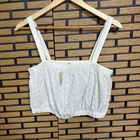 Madewell‎ Ivory Eyelet Crop Top Size Large - Picture 2 of 7